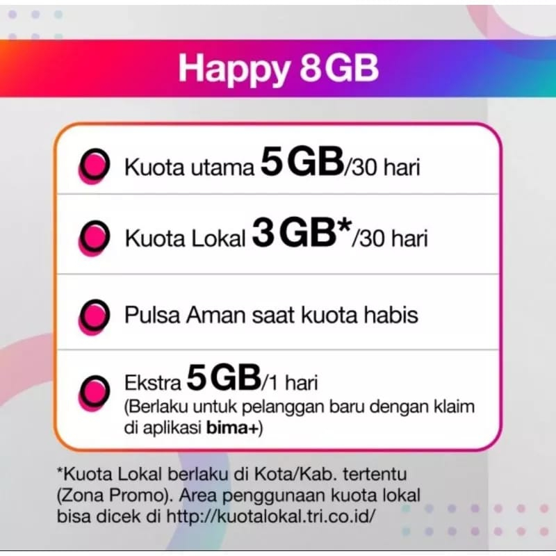 Kartu Perdana TRI (TRHEE)  KUOTA ALL VARIASI ( 3 GB 5 GB 8 GB 18 GB ) Kartu 3 Perdana