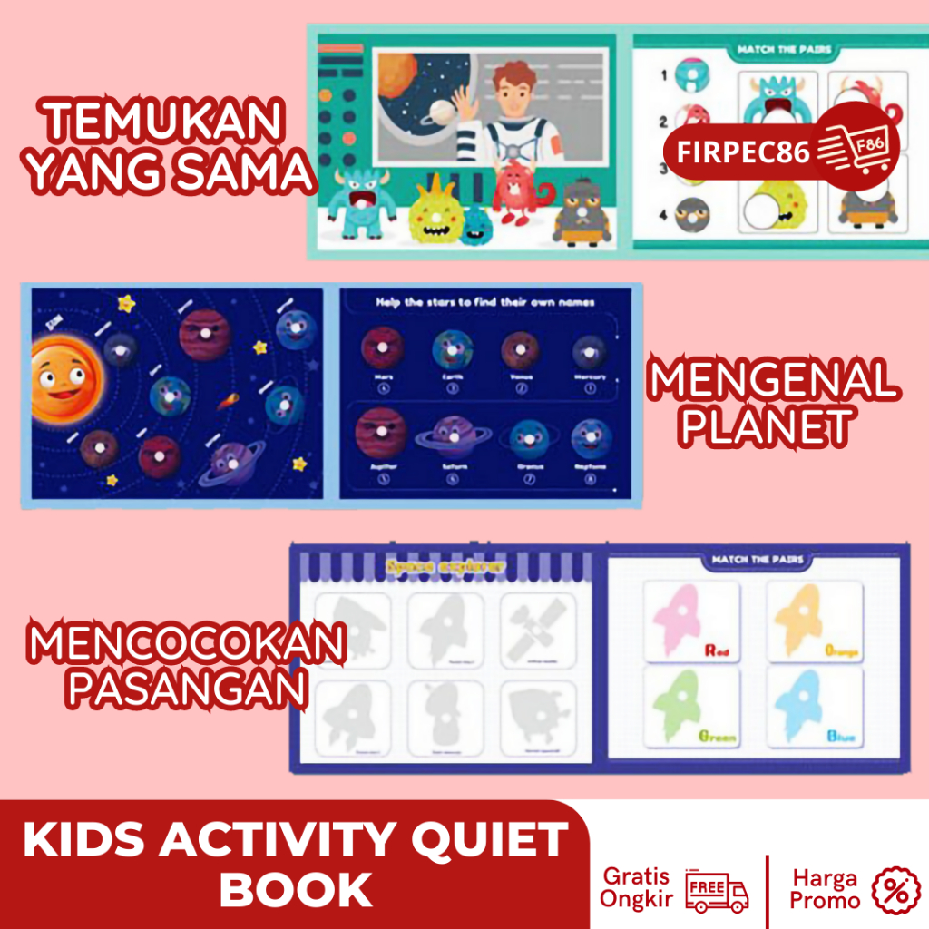 Buku Stiker Velcro Mainan Edukasi Anak QUIET BOOK Puzzle Sticker