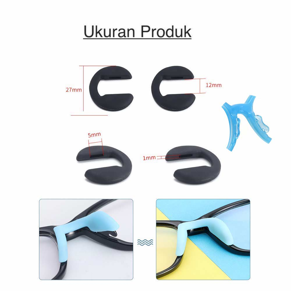 1 Pasang [ Biru ] Nose Pad Kacamata Penyangga Hidung Pencegah Turun - Non Slip Silicone NP8210