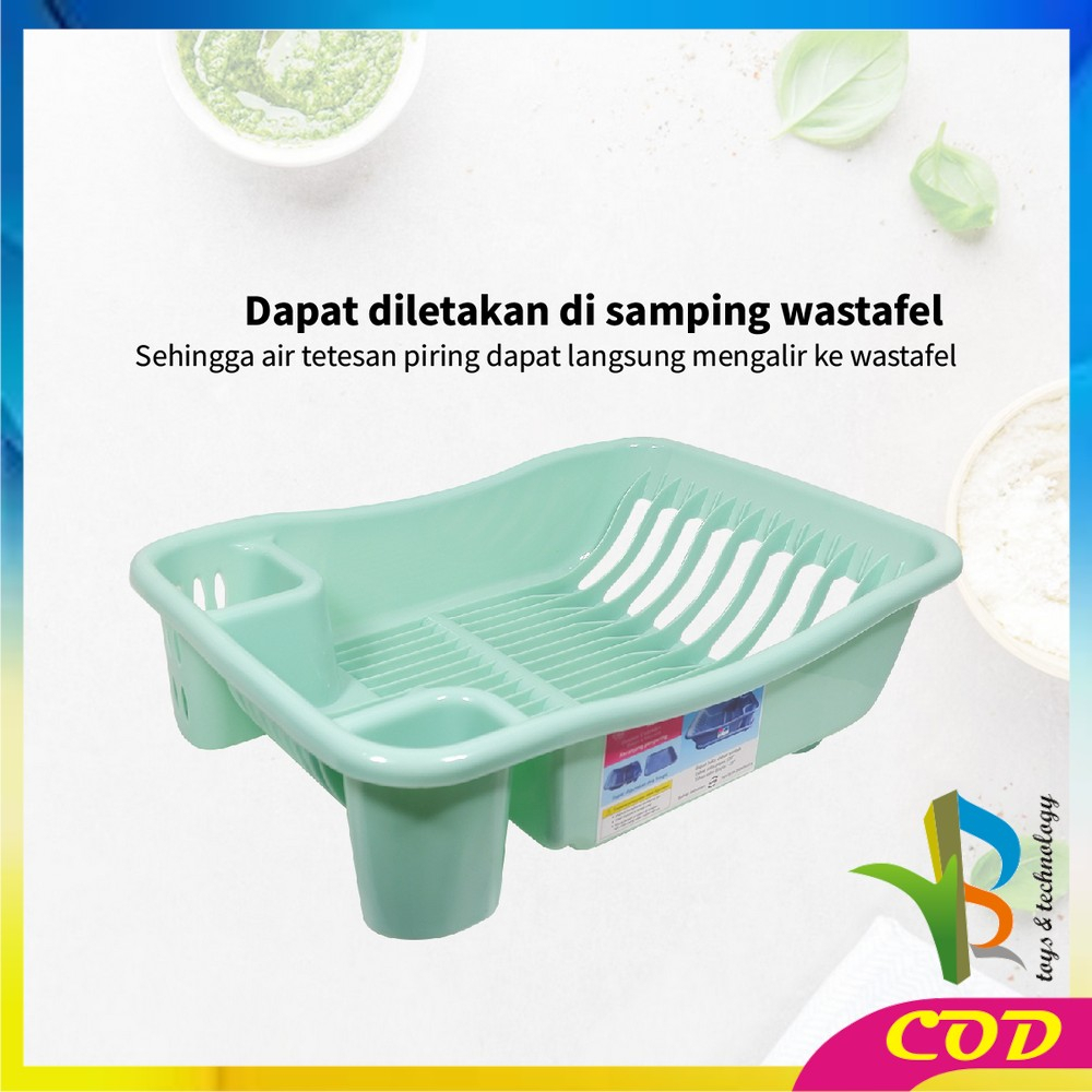 RB-C845 Rak Piring Plastik Serbaguna dengan Nampan Rak Tirisan Piring Wastafel / Rak Pengering Cuci Piring Mangkok Gelas Dish Drainer