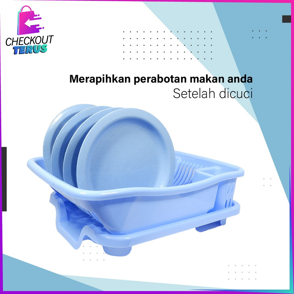 CT C845 Rak Piring Plastik Serbaguna dengan Nampan Rak Tirisan Piring Wastafel Dish Drainer Rak Pengering Cuci Mangkok Gelas