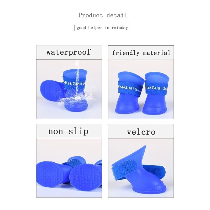 4 pcs Sepatu Anjing Kucing Karet Dog Shoes Sepatu Hewan Sepatu Hujan