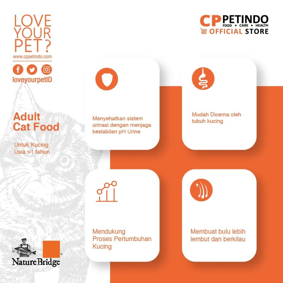 CPPETINDO Nature Bridge ADULT Cat Food - 9kg - gosend