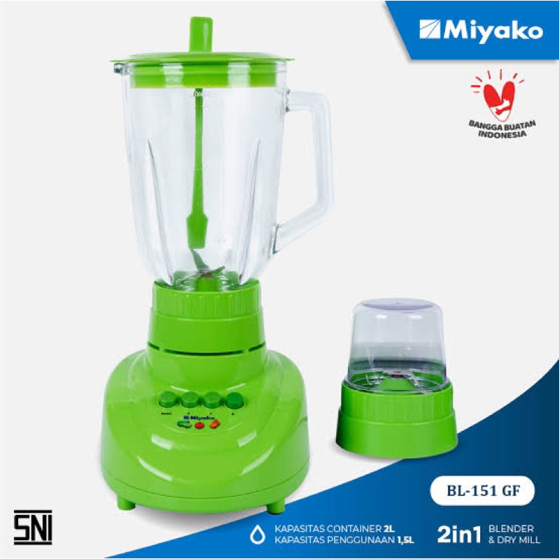 Miyako Blender BL 151 GF Blender Kaca 2 Tabung Jumbo 300Watt