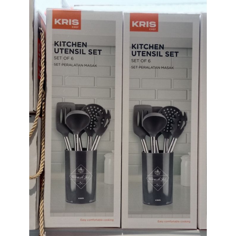 KRIS Set Alat Masak Dengan Holder/Utensil Dapur AbuAbu