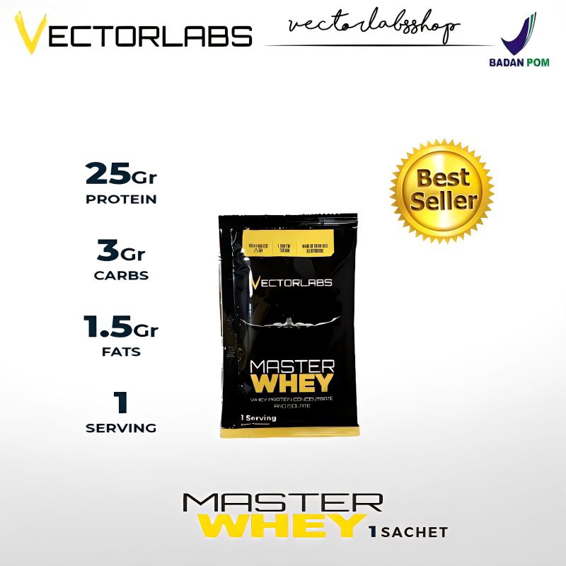 Vectorlabs Master Whey 1 Sachet Susu Whey Protein Isolate Concentrate 1 serving