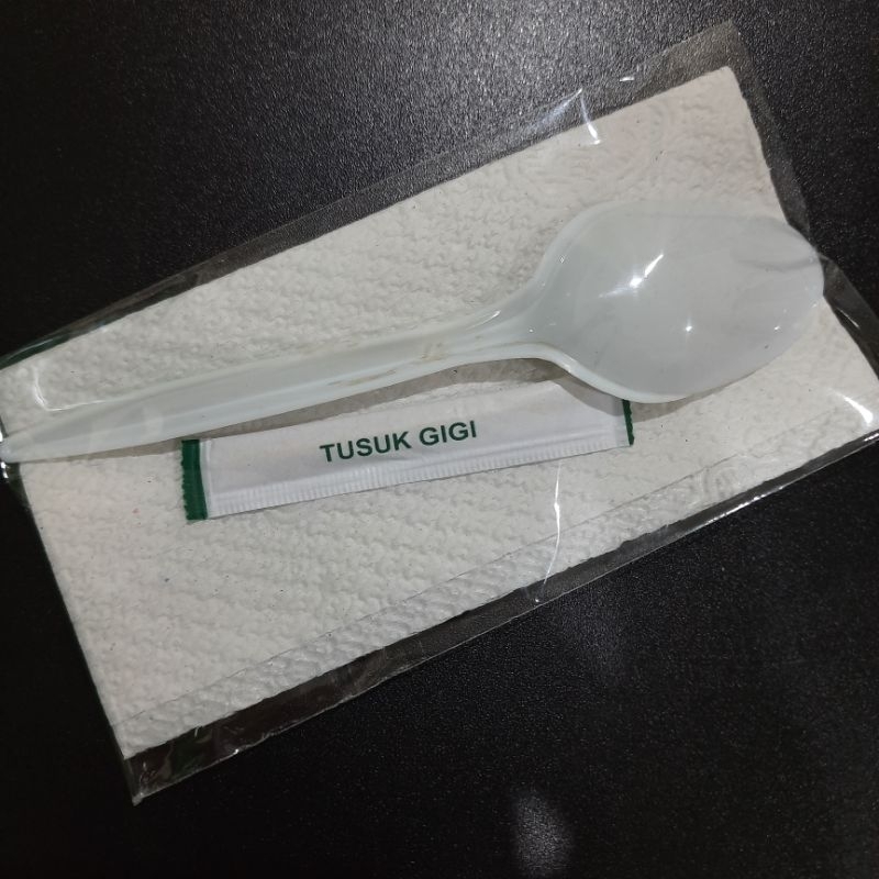 set sendok catering hajatan isi 10 / paket sendok garpu plastik tisu tusuk gigi hajatan prasmanan