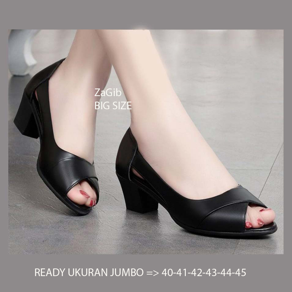 HIGH HEELS PEEP TOE |Sepatu Pantofel Wanita| Ukuran Kaki Besar Jumbo | Heel Formal Pesta Cewek Modis Hak 6cm