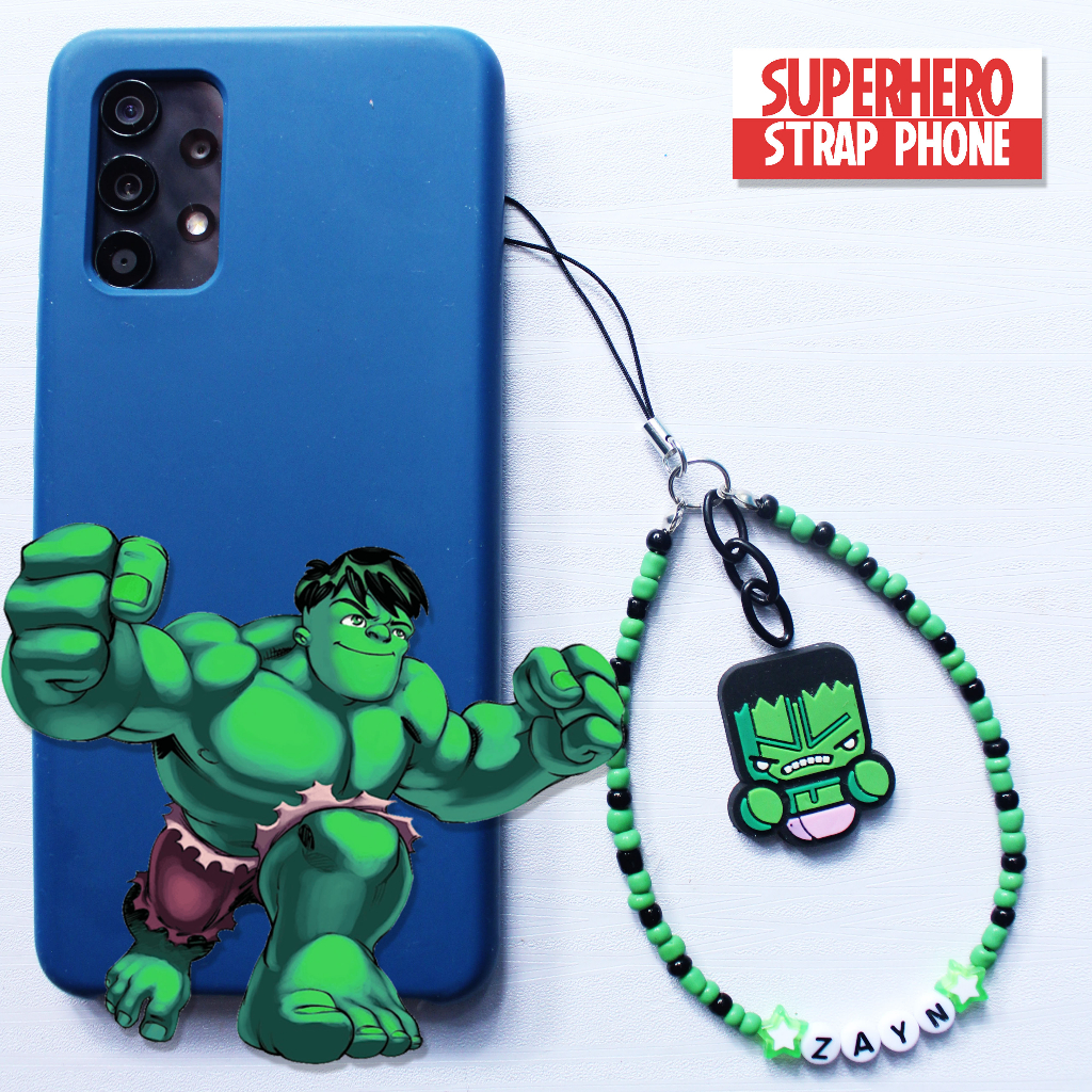 Gantungan hp Lucu Manik-manik Tali Ponsel Lanyard Pergelangan Tangan Free Custom Nama Phone Strap Beads Superhero Mr Nanas