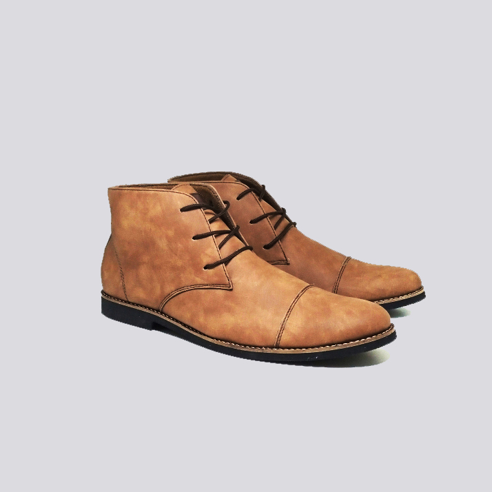 HUGOS 0.8 BOOTS | Sepatu Boot Pria (Ukuran Kaki Jumbo Besar) Pantofel Tali Kulit Coklat Tan