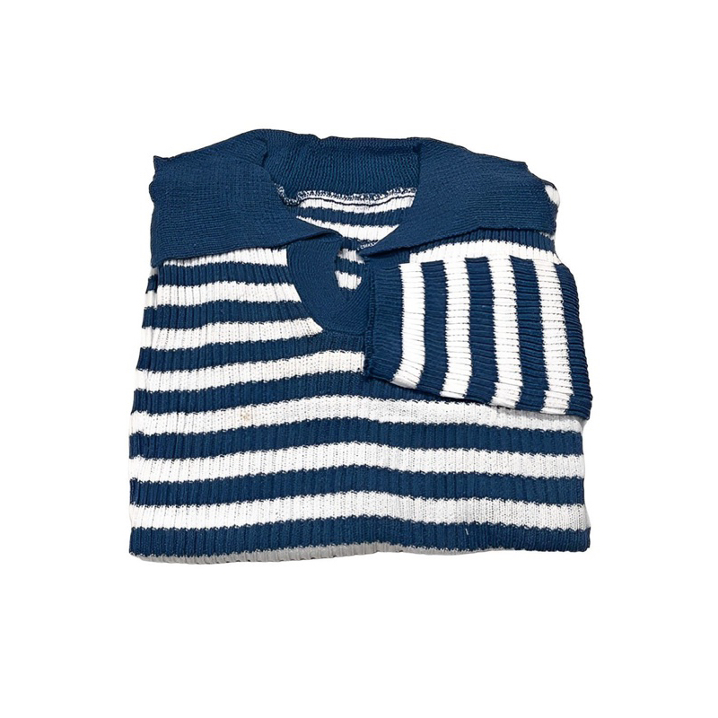 Kaos Kerah Rajut Wanita - T-shirt Kra Vneck Salur