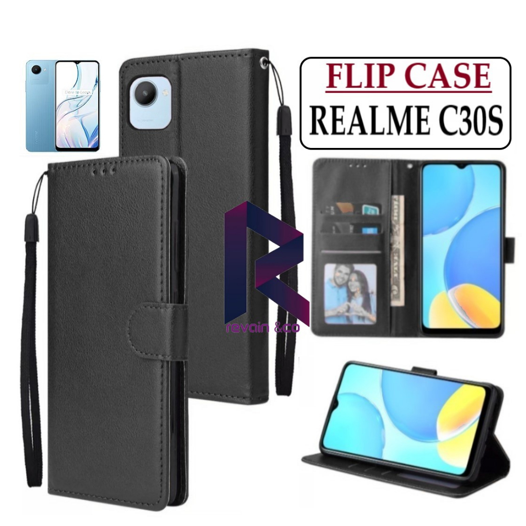 FLIP COVER New REALME C30S FLIP WALLET LEATHER KULIT PREMIUM SARUNG BUKA TUTUP KESING HP FLIP CASE REALME C30S