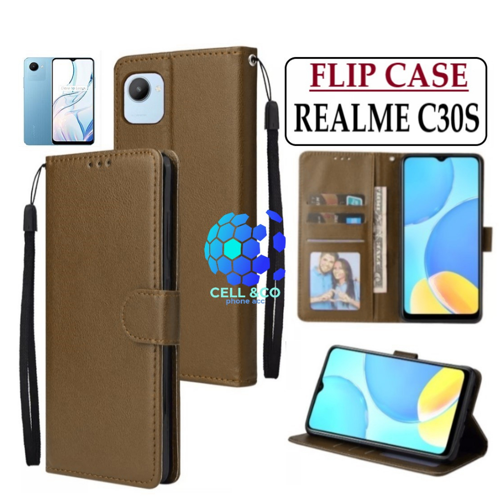 FLIP COVER REALME C30S LEATHER WALLET PREMIUM FLIP CASE BUKA TUTUP KESING HP CASING FLIP CASE WALLET REALME C30S