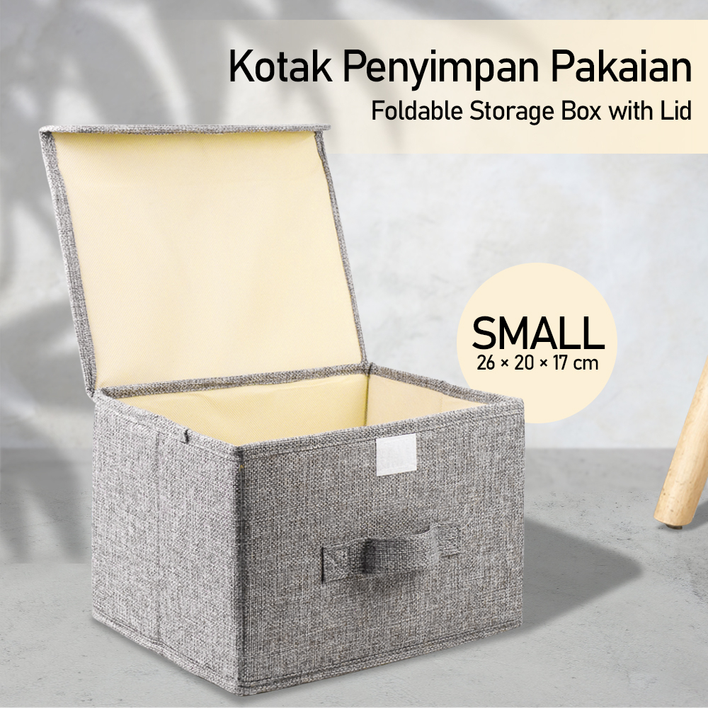 Kotak Penyimpan Pakaian Storage Box Foldable with Lid Small - FR225 - Gray