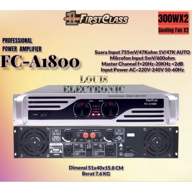 Power Amplifier FIRSTCLASS FC A1800 FC-A1800 FIRST CLASS A1800 2 CH ORIGINAL