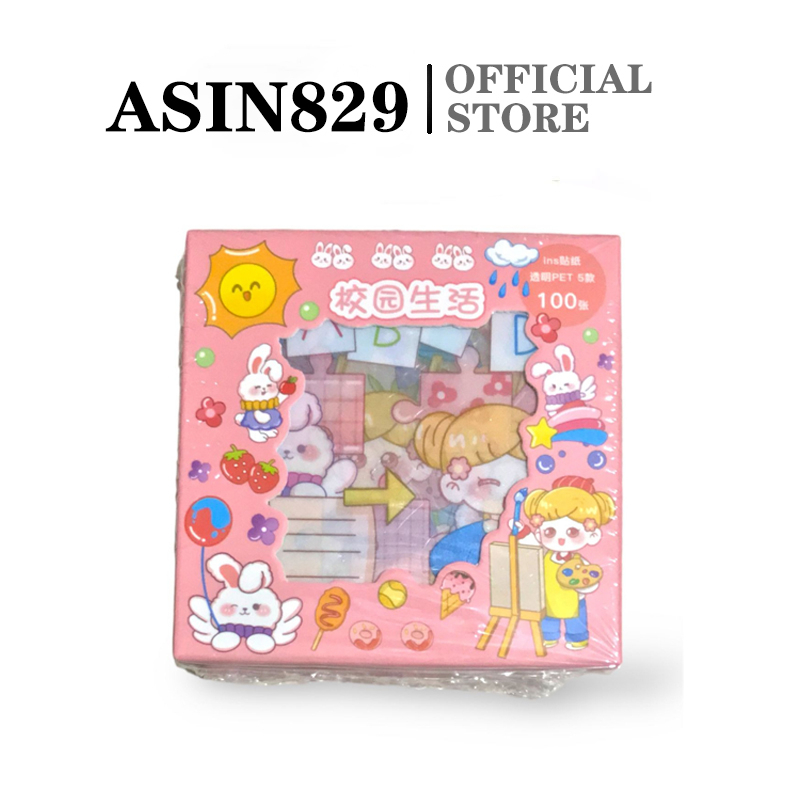 ASIN829 Stiker 100 stiker Momo 100 stiker lucu 100 buah Senmu estetika warna kartun anak-anak Korea N11