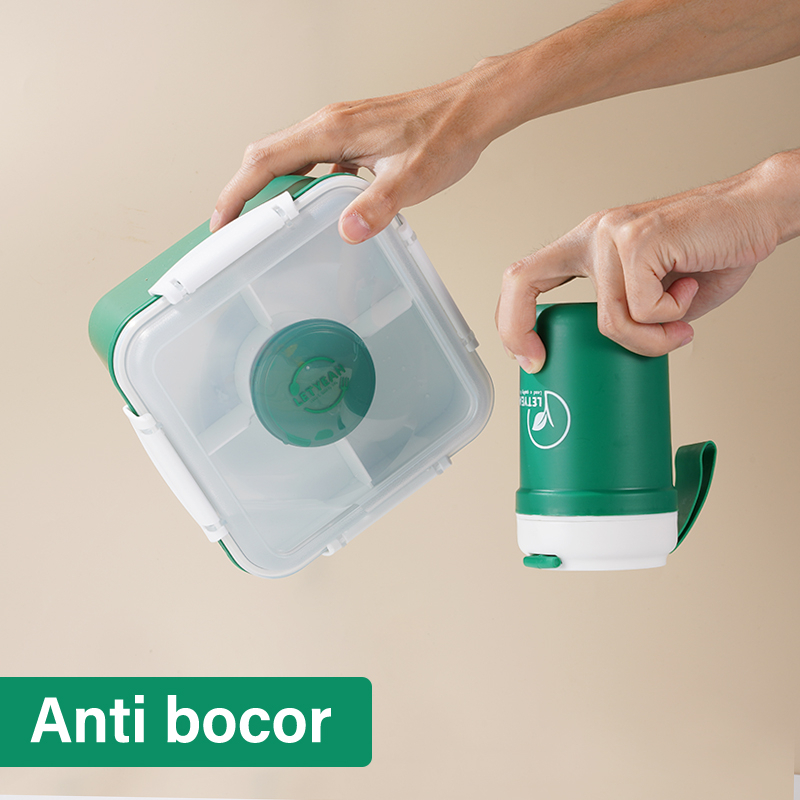 Letyeah &amp; Anantagt Kotak Bekal Double Layer Salad Sauce Buah Lunch Box Set Portable Tempat Makan