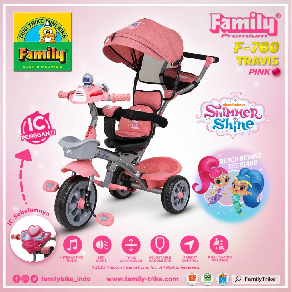 KHUSUS LUAR KOTA - Sepeda Roda Tiga Family Type 760 TRAVIS dengan Karakter Nickelodeon