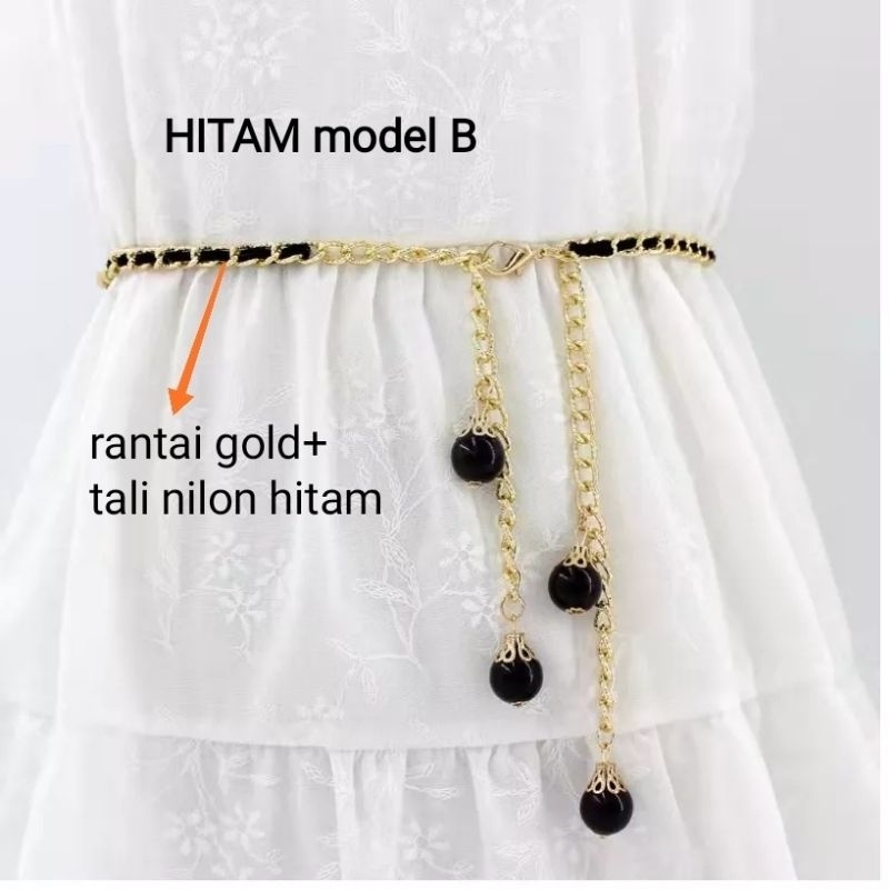 Ikat Pinggang Belt Rantai Slim Model Mutiara Imitasi Fashion Wanita 35gr Sabuk Wanita Cewek