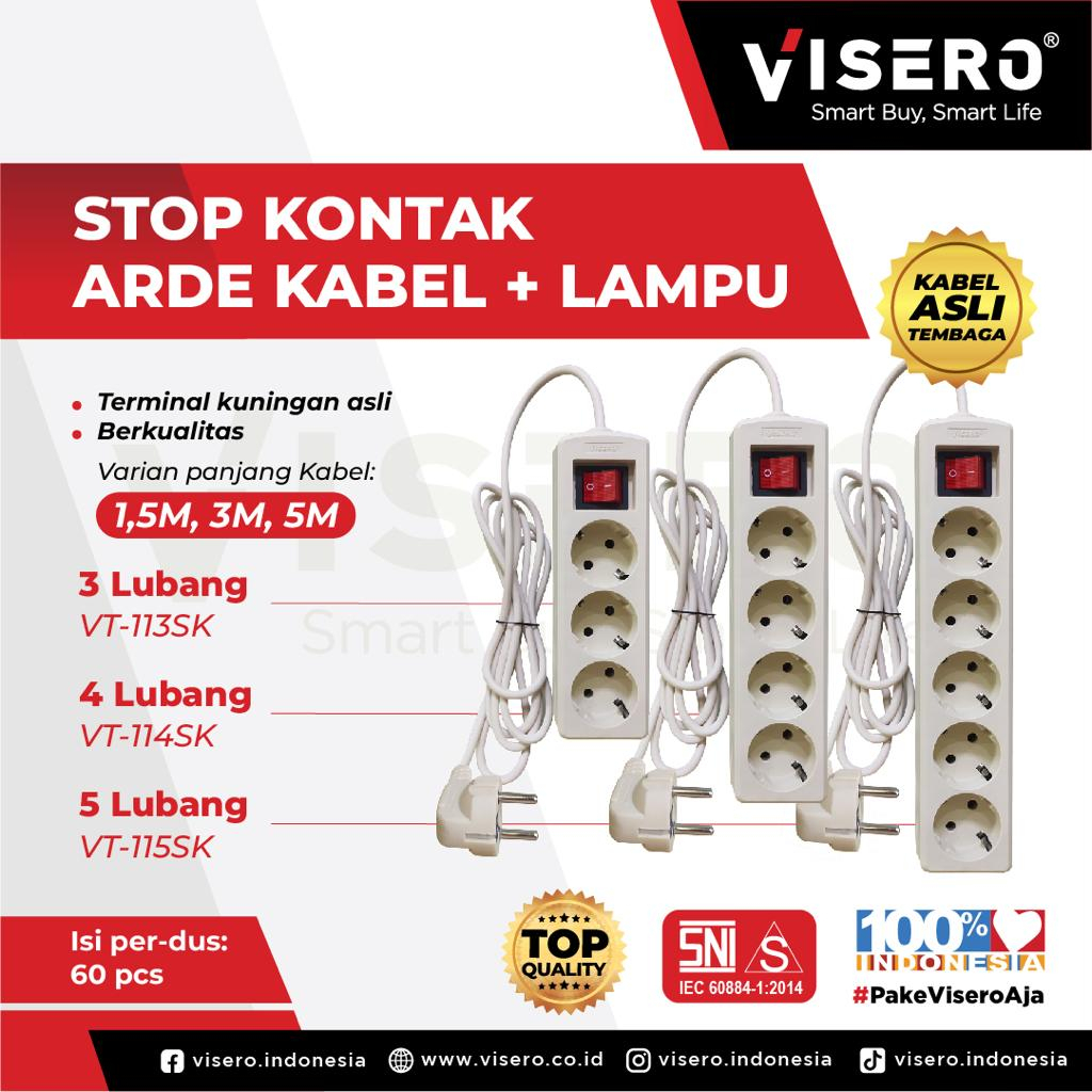 Visero/Sunfree/Sunsafe Stop Kontak Kabel 3 4 5 Lubang 1,5 3 5 Meter SNI Super Murah