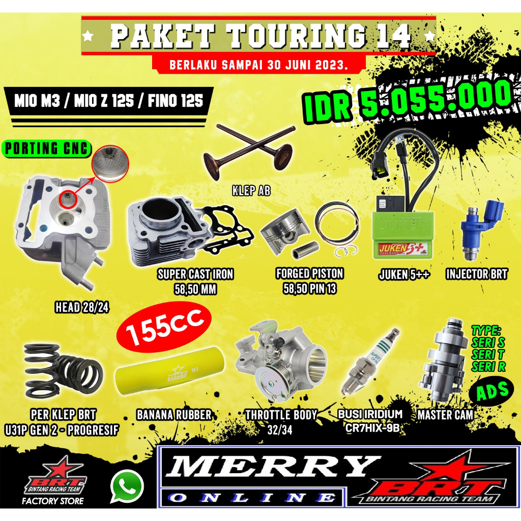 Paket Bore Up BRT Paket Touring 11 Blok Head MIO M3 MIO Z 125 FINO 125