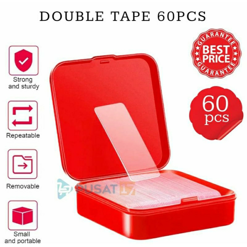 

Double tape mini 2 sisi / lakban mini isi 60pcs (baca deskripsi)