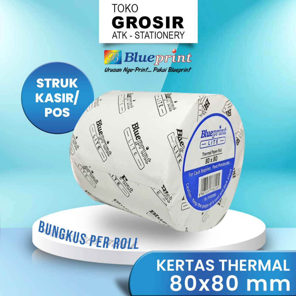 

80X80 KERTAS KASIR STRUK KERTAS THERMAL TERMAL EDC PPOB BLUEPRINT LITE 80MM X 80