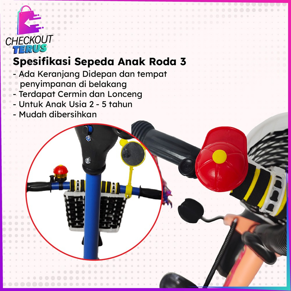 CT M307 Mainan Sepeda Anak Roda 3 Tricycle Balance Bike Sepeda Keseimbangan With Keranjang Speda Dorong Ride On Push Bike Import