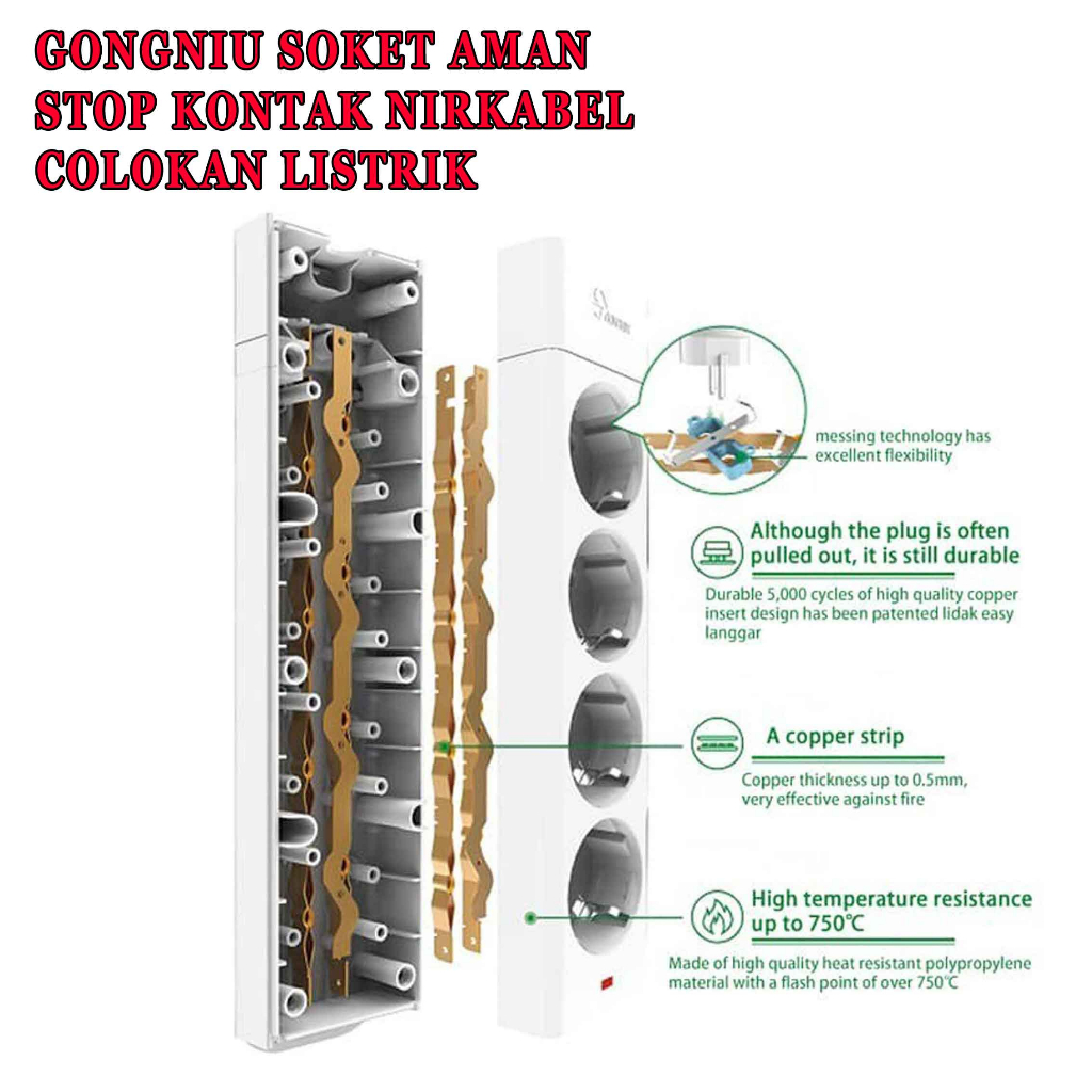 Soket Aman* GONGNIU* Stop Kontak Nirkabel* Colokan Listrik