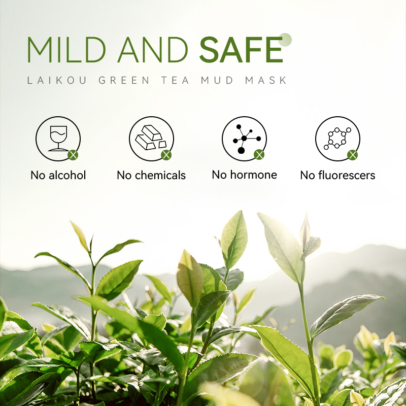 LAIKOU Green Tea Mud Mask Mengontrol Minyak Membersihkan Pori-Pori dan Komedo Melembutkan Kulit 100g