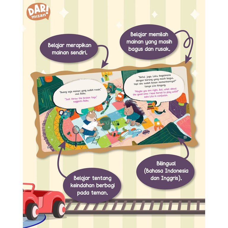 [Mizan] Aku Suka Membereskan Mainanku: I Like Tidying Up My Toys (Boardbook) - Bilingual