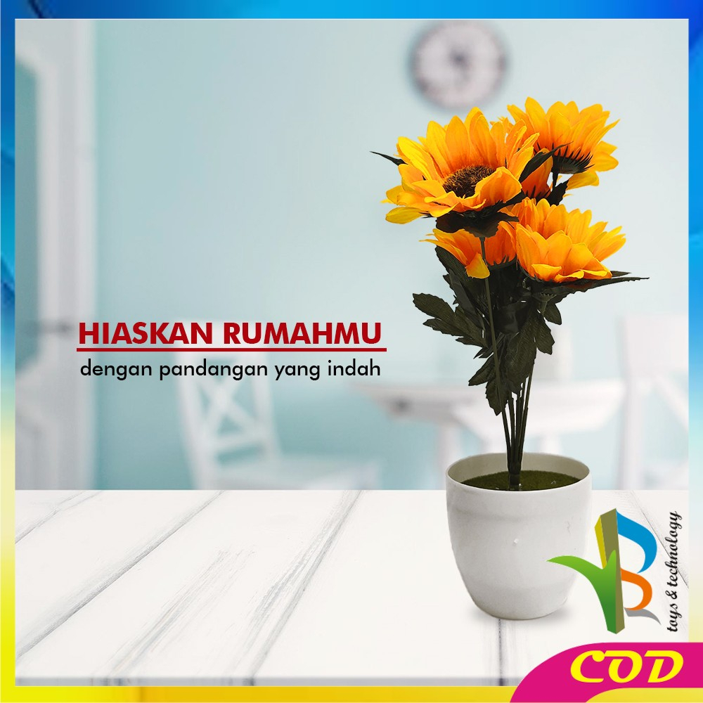 RB-C556 Ornamen Pot Tanaman Bunga Matahari Bunga Hias Dekorasi Rumah Tanaman Artificial Plant Tanaman Hias Plastik