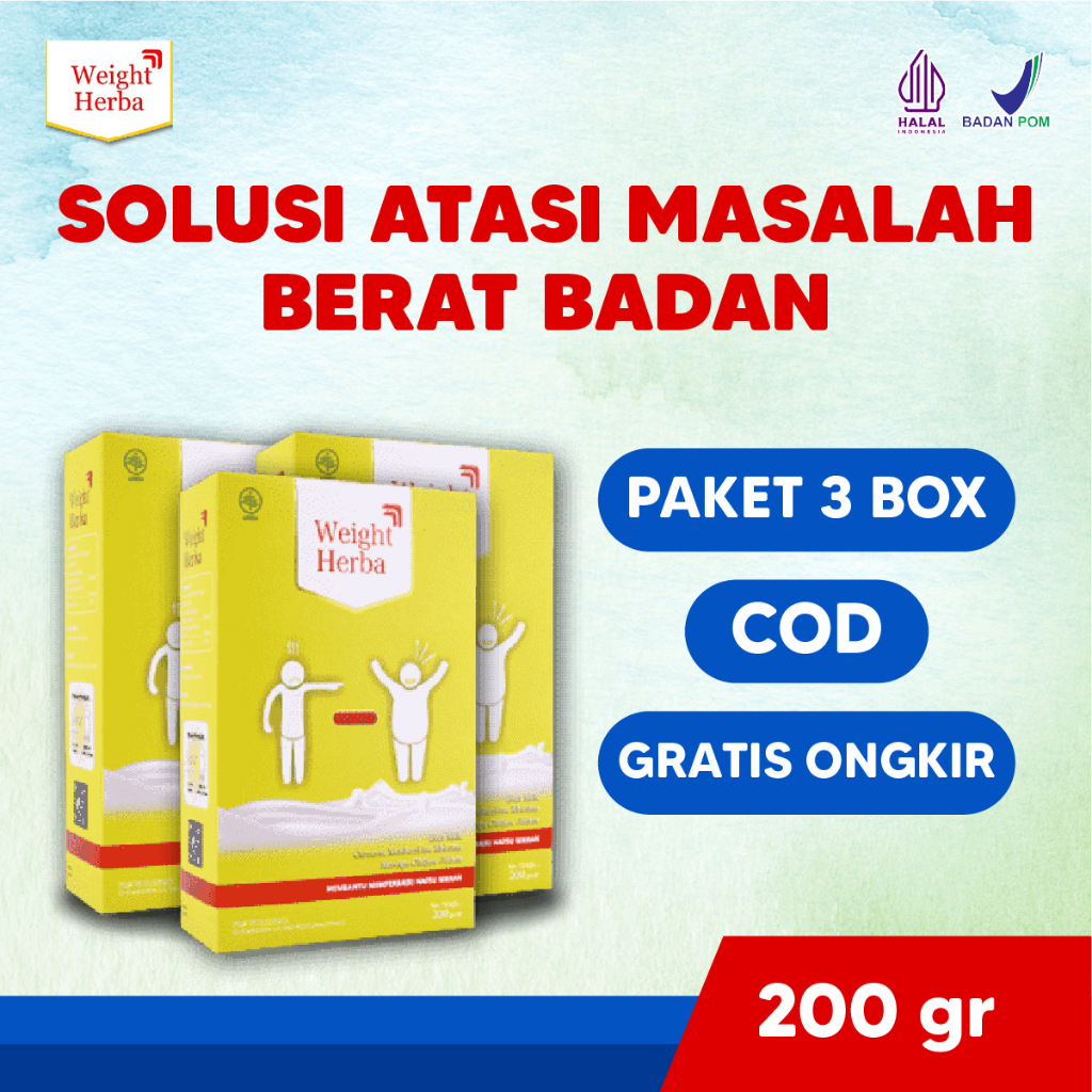 

Weight Herba Susu Penggemuk Badan Penambah Berat Badan dan Penambah Nafsu Makan Dewasa Secara Herbal Alami 3 Box Isi 200gr