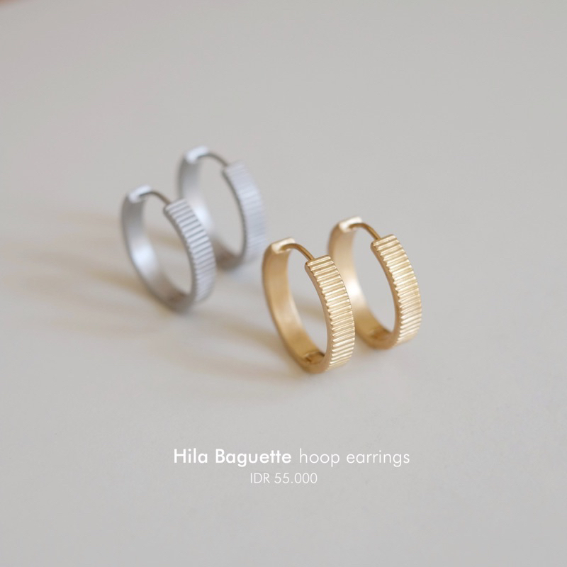 Ark.co - HILA hoops earrings basic &amp; baguette anting lingkaran maxi huggies minimalis