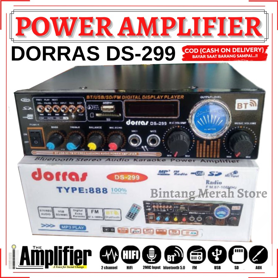 Dorras Power amplifier DS-299 Ac dan DC Ampli Bluetooth 1200 W
