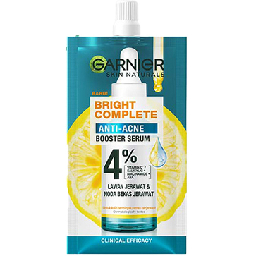 GARNIER Bright Complete Anti-Acne Booster Serum | Serum wajah anti jerawat - 7.5ml Sachet