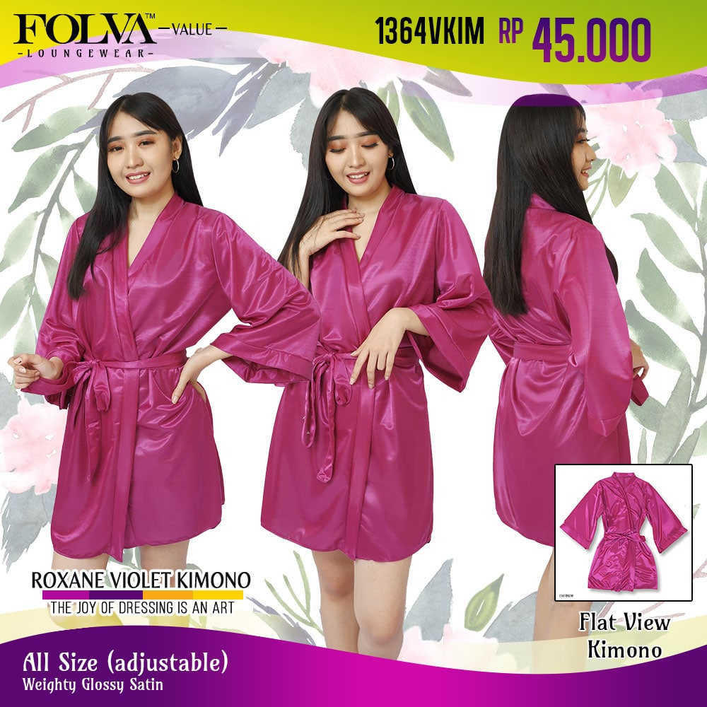 FOLVA Baju Tidur Piyama Wanita Kimono Bridesmaid robe satin all size