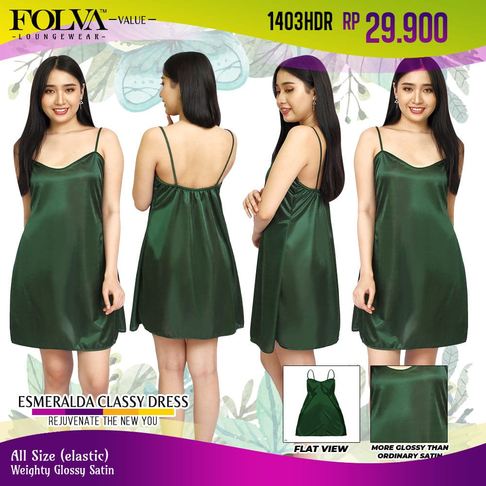 FOLVA Tanktop Dress Baju Tidur Wanita Bridesmaid Satin all size