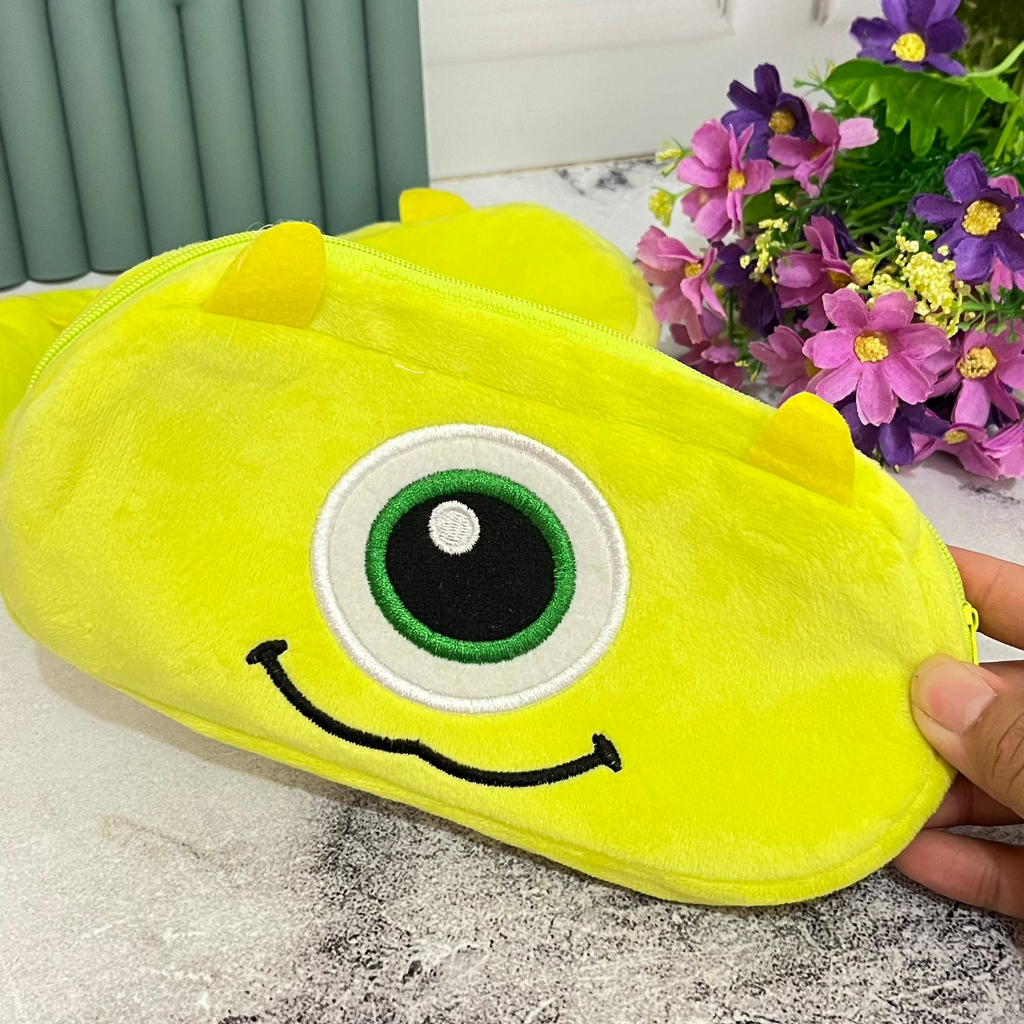 Tempat Pensil Lucu Mike Wazowski Cute Lucu bahan Kain Halus Termurah / Kotak Pensil karakter Mike Hijau Imut Unik alat tulis sekolah anak kekinian fancy bisa Grosir dan COD