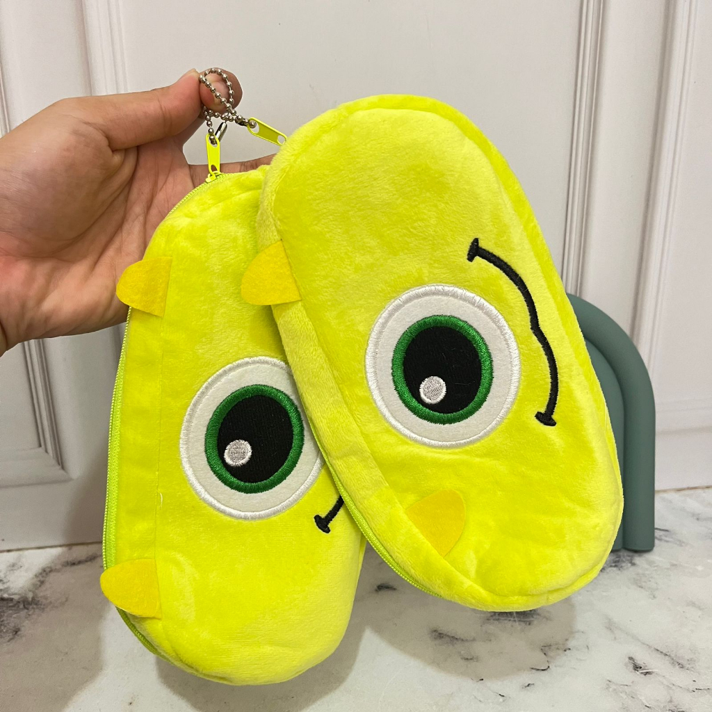 Tempat Pensil Lucu Mike Wazowski Cute Lucu bahan Kain Halus Termurah / Kotak Pensil karakter Mike Hijau Imut Unik alat tulis sekolah anak kekinian fancy bisa Grosir dan COD