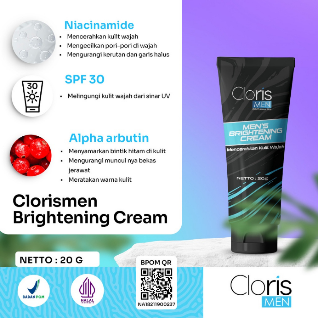 [ Agen Resmi ] Clorismen Brightening Cream - Cream Wajah Pria Untuk Pemutih Wajah Bebas Kusam