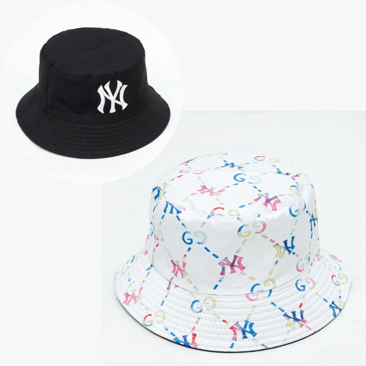 Topi Bucket Hat NY Monogram / Bucket Hat Bolak Balik