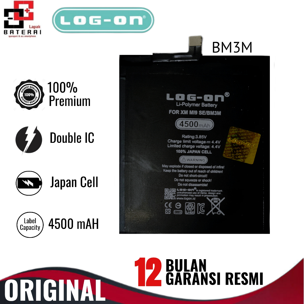 Log on - BM3M Xiaomi MI9SE / MI9 SE Double IC Battery Baterai Batre