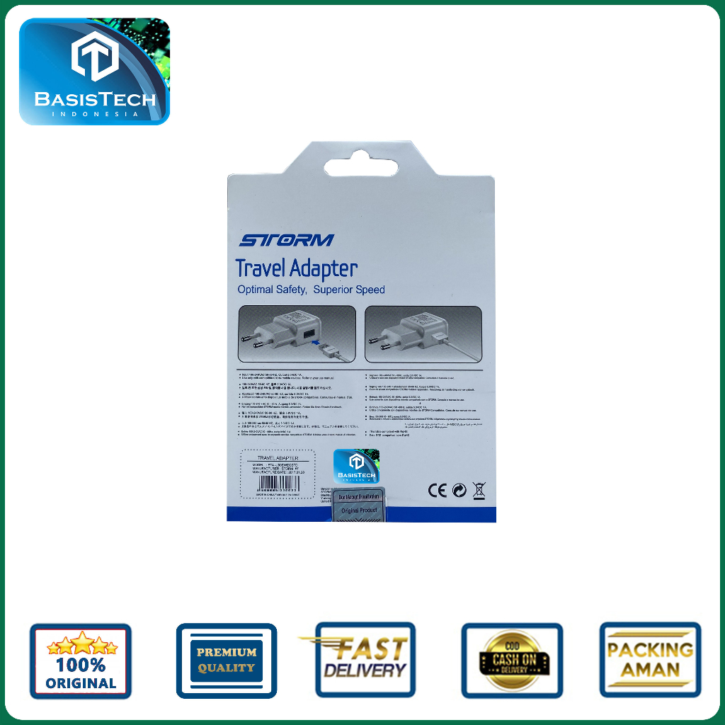 CHARGER CASAN MICRO USB 2.A STORM TABASISTECH ORIGINAL QUALITY