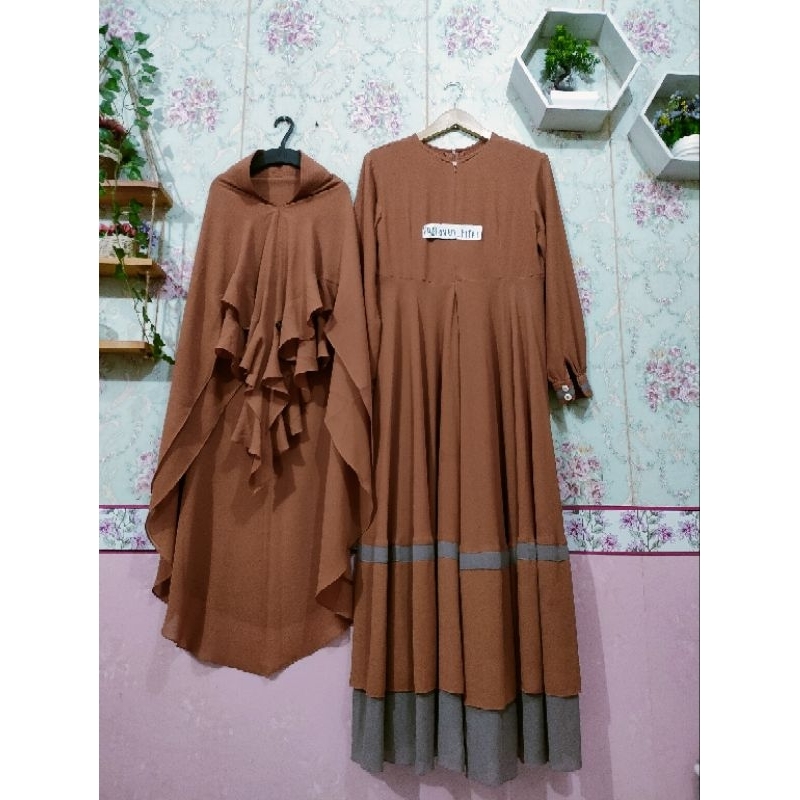 gamis set Khimar preloved WWIEK MUSLIMAH Dress second pl muslimah syari maxy umbrella muslim