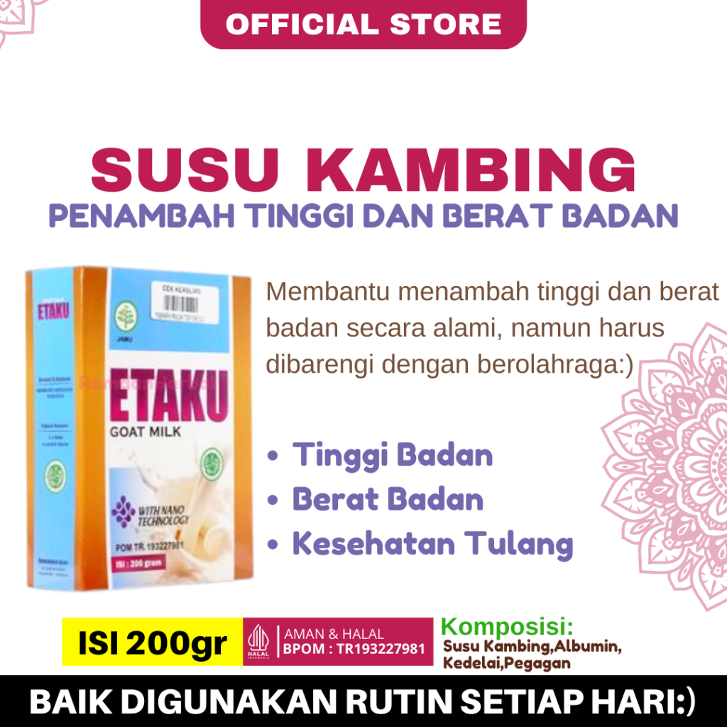 

Susu Penambah Tinggi Badan Anak Susu Kambing Etawa Walatra Etaku 100% Asli