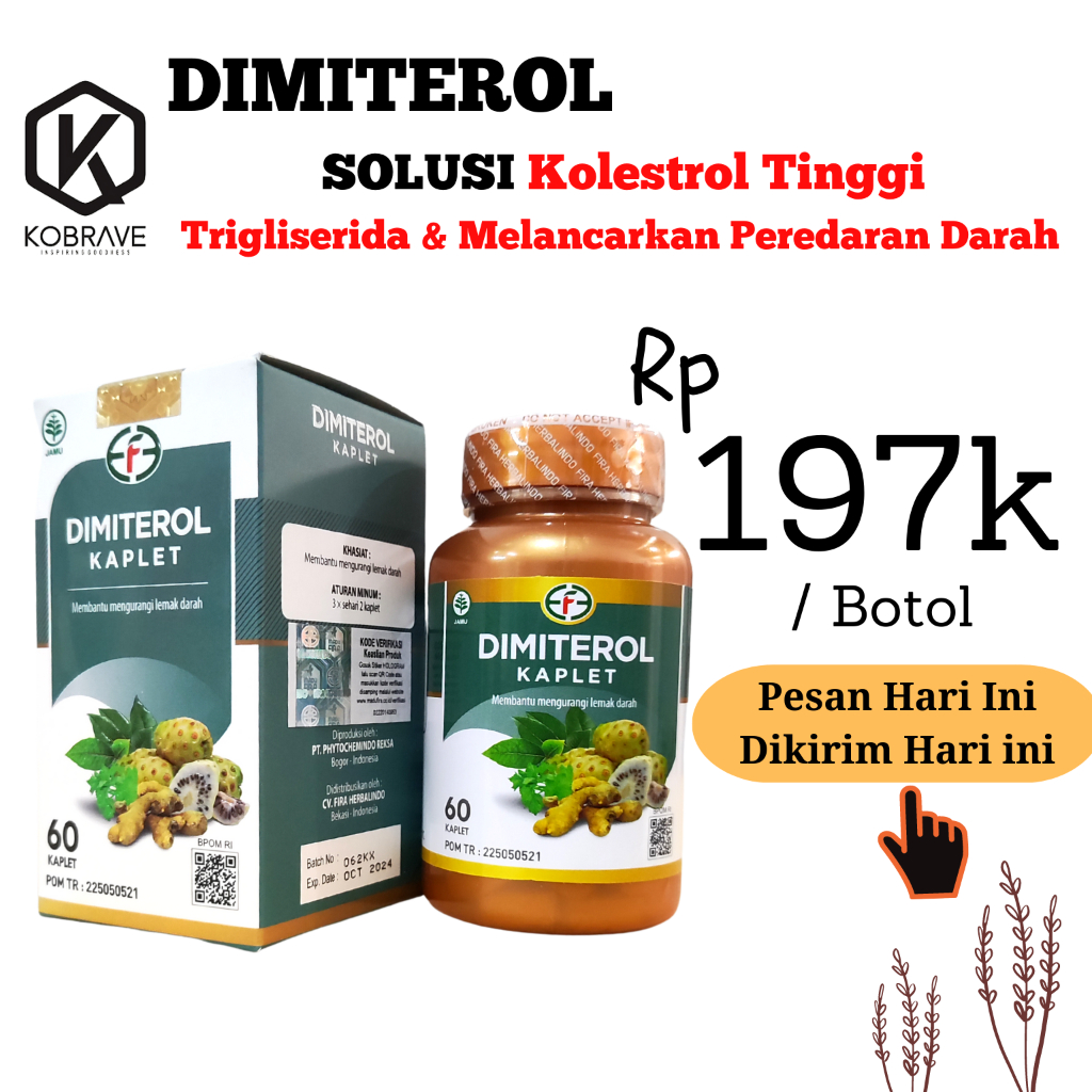 DIMITEROL Kaplet Obat Kolestrol Herbal Atasi Trigliserida Melancarkan Peredaran Darah