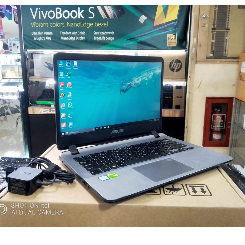 Laptop Leptop ASUS VivoBook Core i5 gen8 SSD 256 GB MEMORY RAM 8 GB VGA NVIDIA 2GB 14 INC GENERASI BARU WINDOWS10  DESIGN GAMINGSIAP PAKAI BARU DIPAKAI BERAPA BULAN