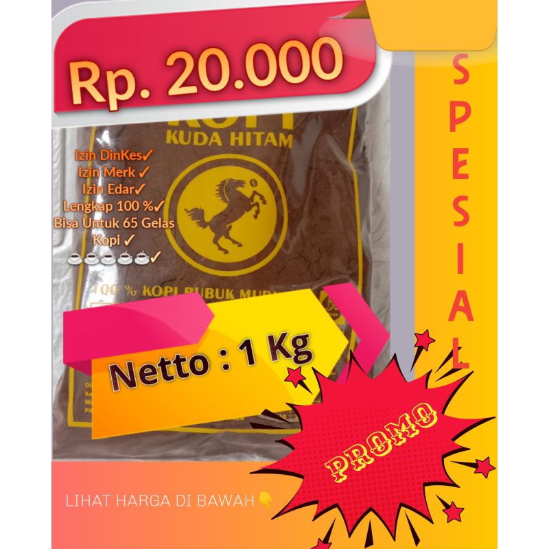 

kopi bubuk 1 Kg ( 1000 gram ) Murah Kualitas Istimewa Kopi Kuda Hitam (ORI)