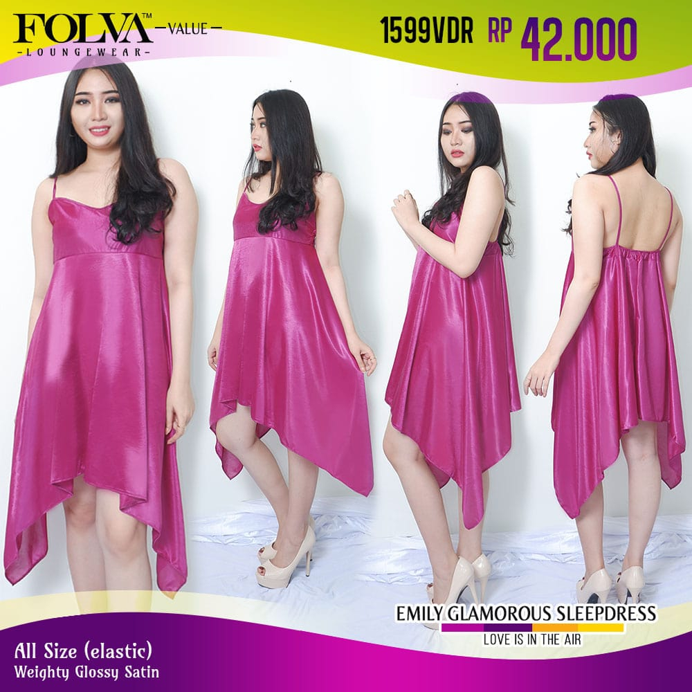 FOLVA Dress Tanktop Wanita Baju Tidur Rok Runcing Satin All size